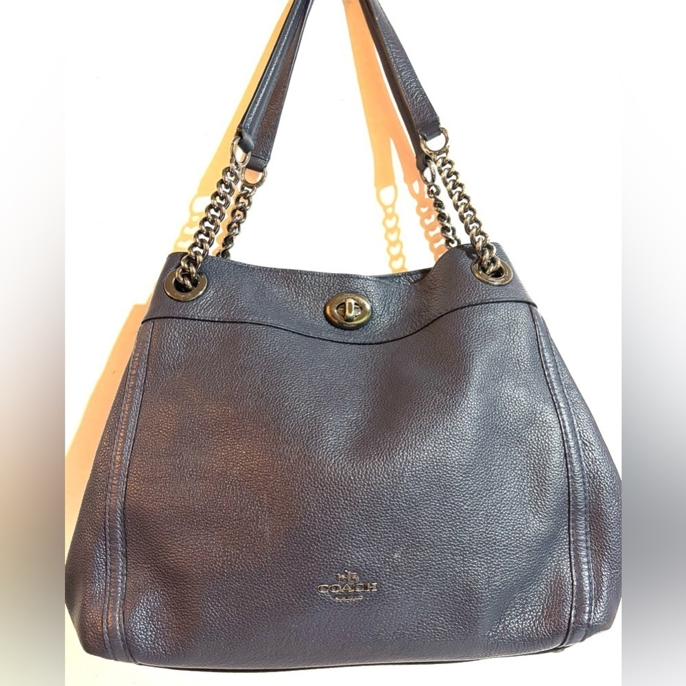 Coach navy blue Leather Shoulder Bag